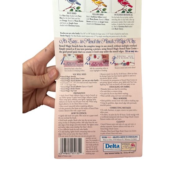 90s Vintage- Stencil Magic by Delta -Bird Border House No. 95 135 0012 NWT - Picture 4 of 5